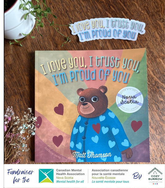 *SALE PACKAGE* 1 book, 2 mirror stickers and 3$ to the Canadian Mental Health Association of Nova Scotia